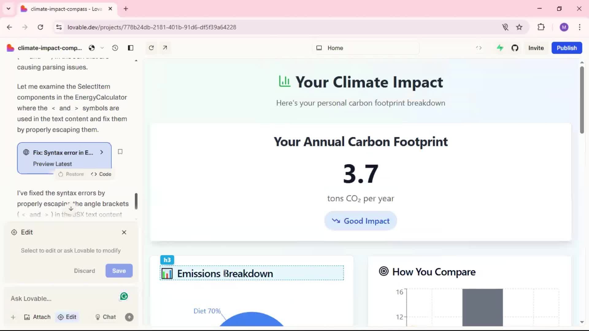 Creating a project screenshot
