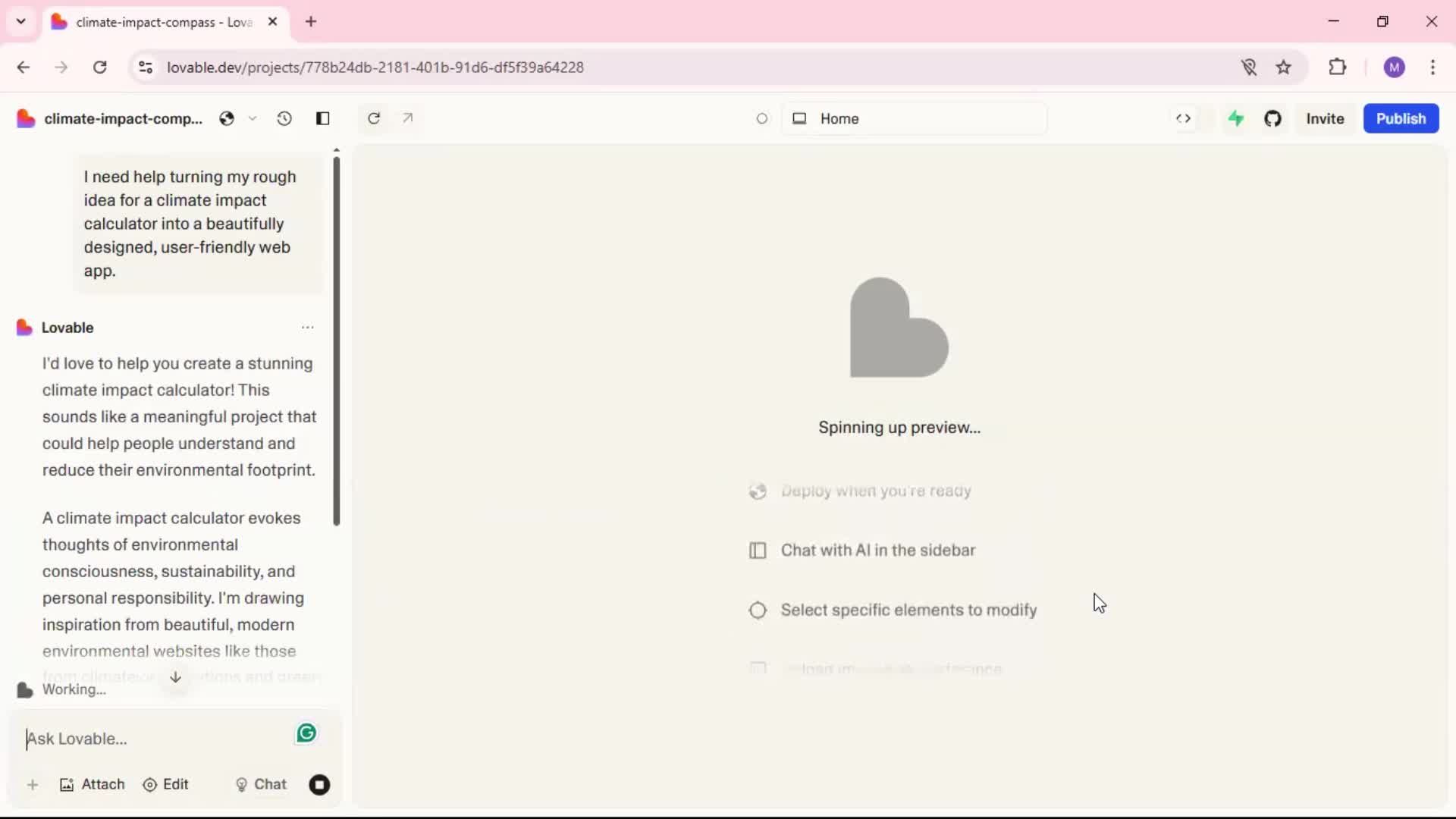 Creating a project screenshot