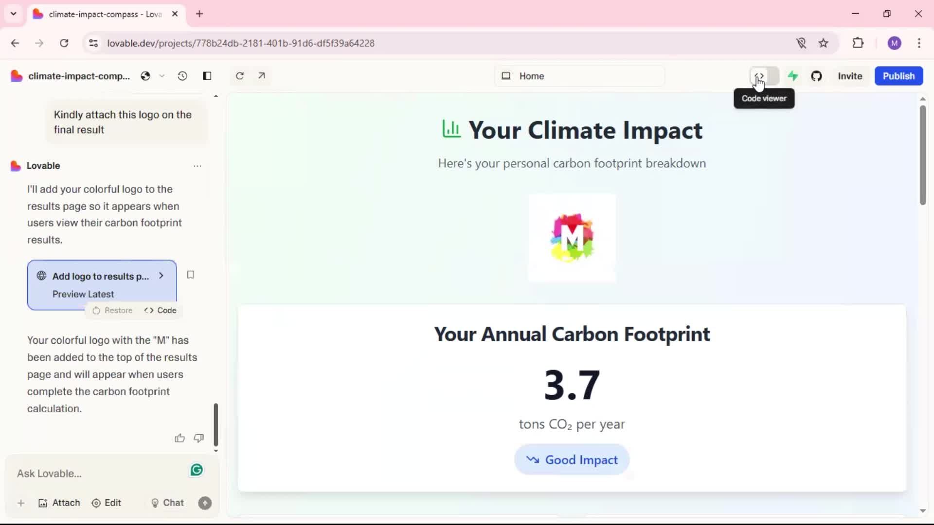 Creating a project screenshot