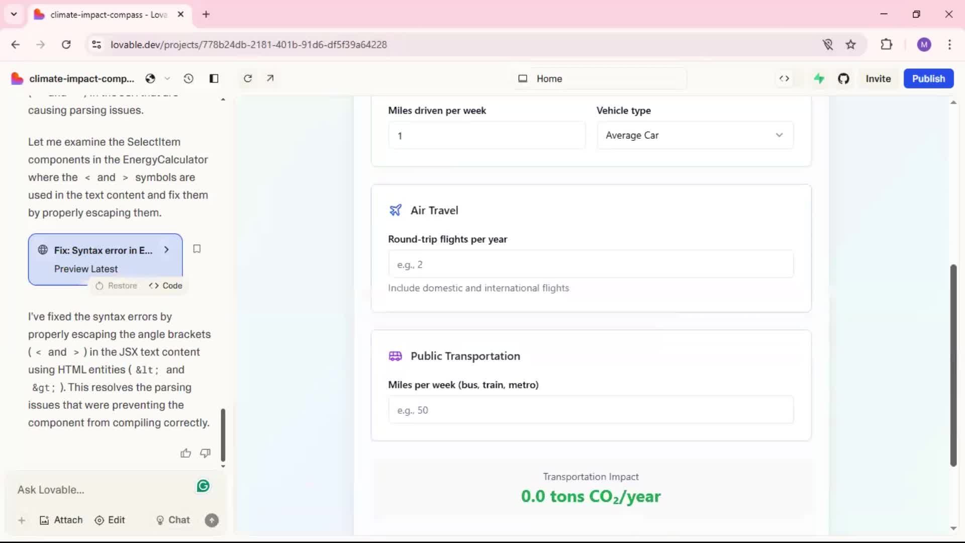 Creating a project screenshot