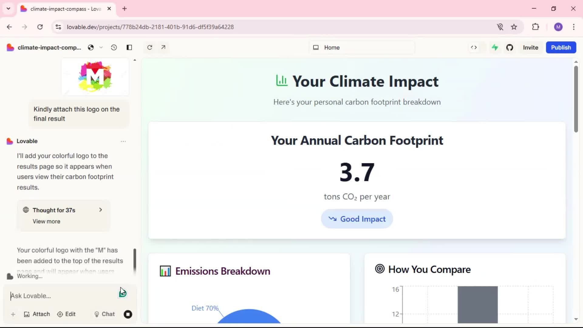 Creating a project screenshot