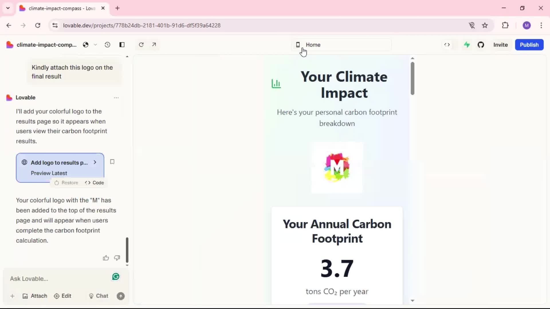 Creating a project screenshot