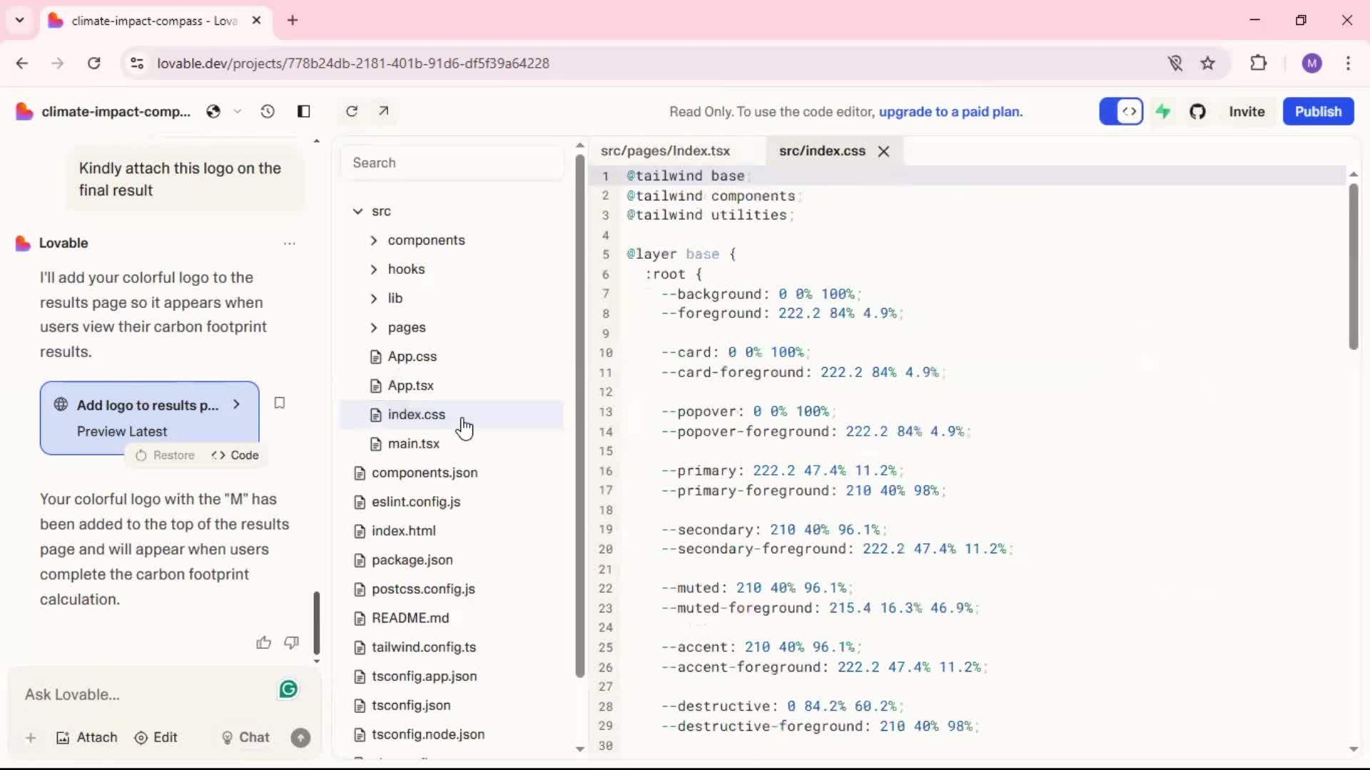 Creating a project screenshot