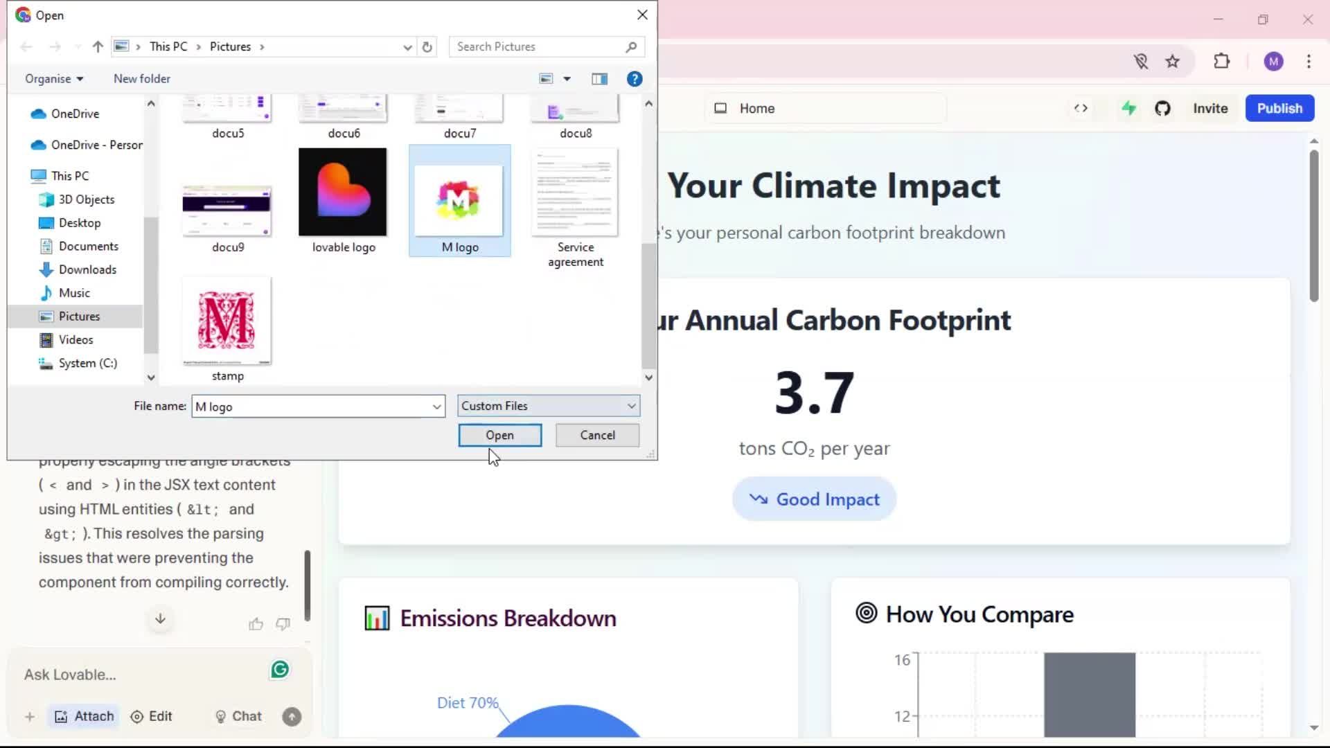 Creating a project screenshot