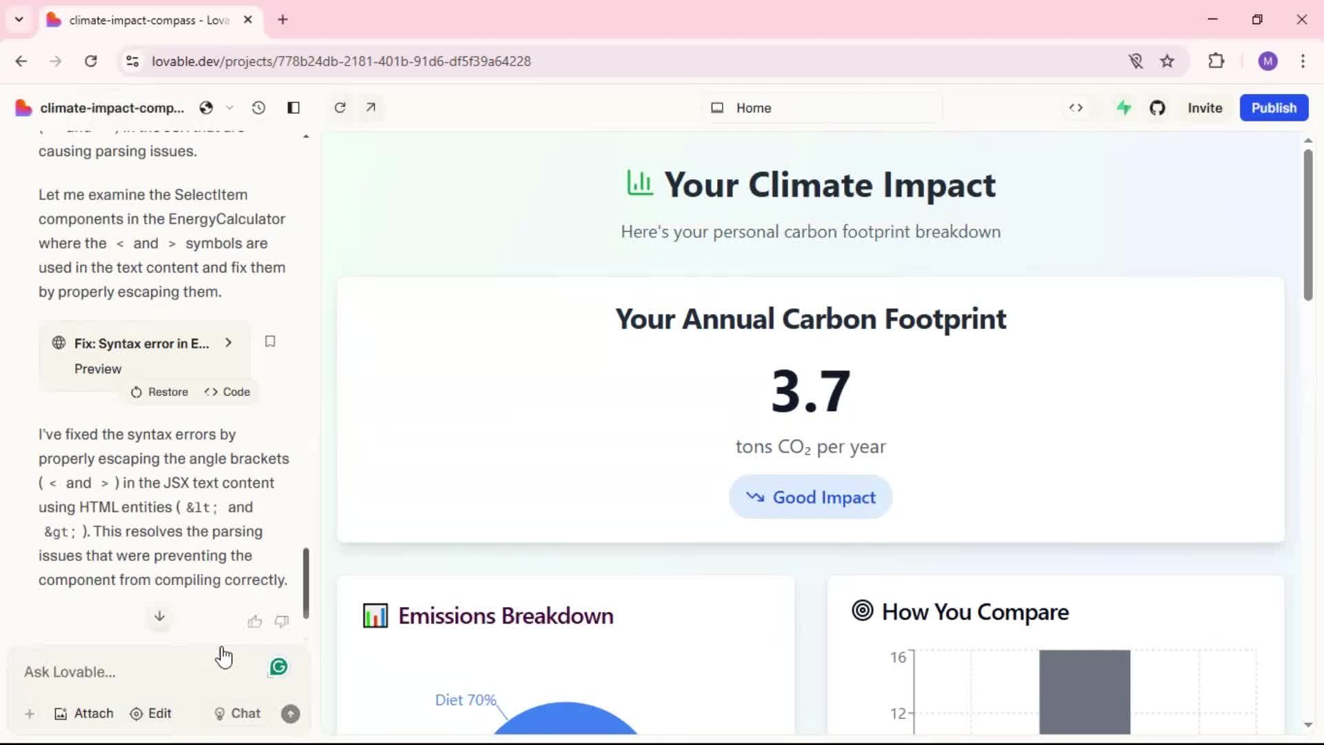 Creating a project screenshot