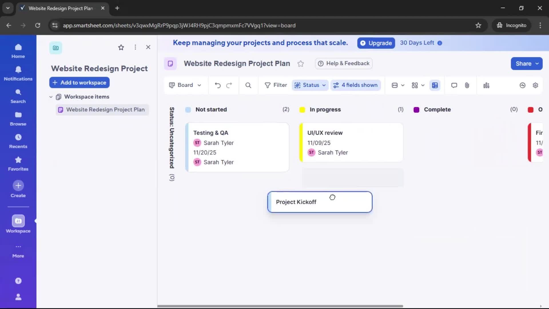 Creating a project screenshot