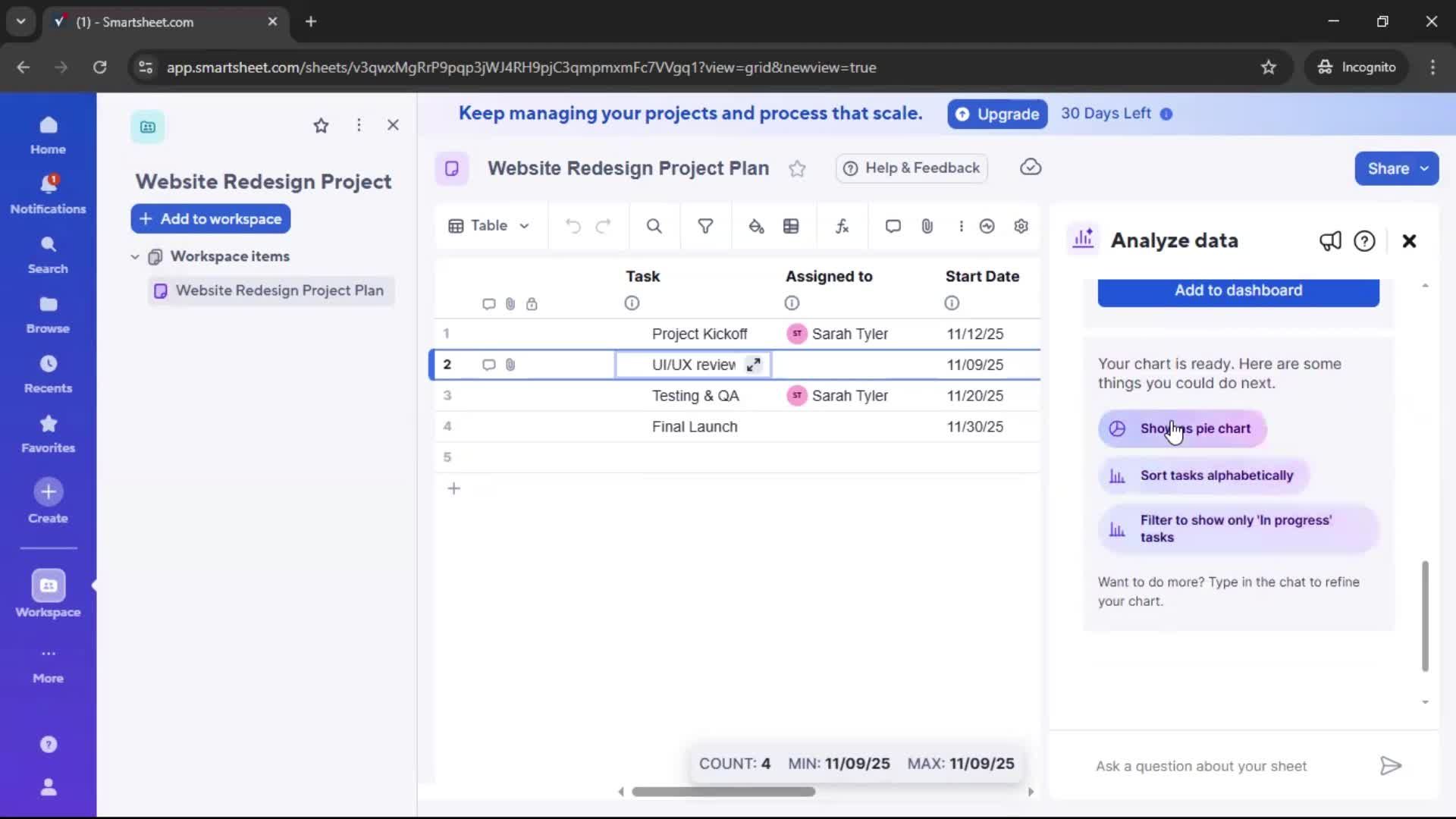 Creating a project screenshot