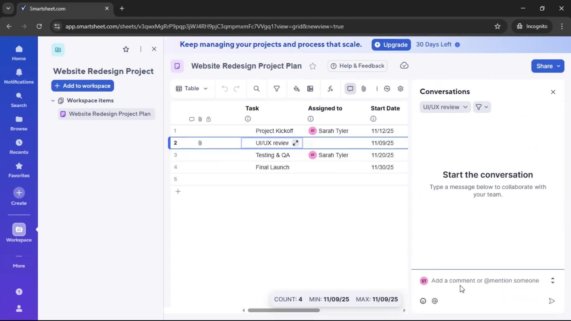 Creating a project screenshot