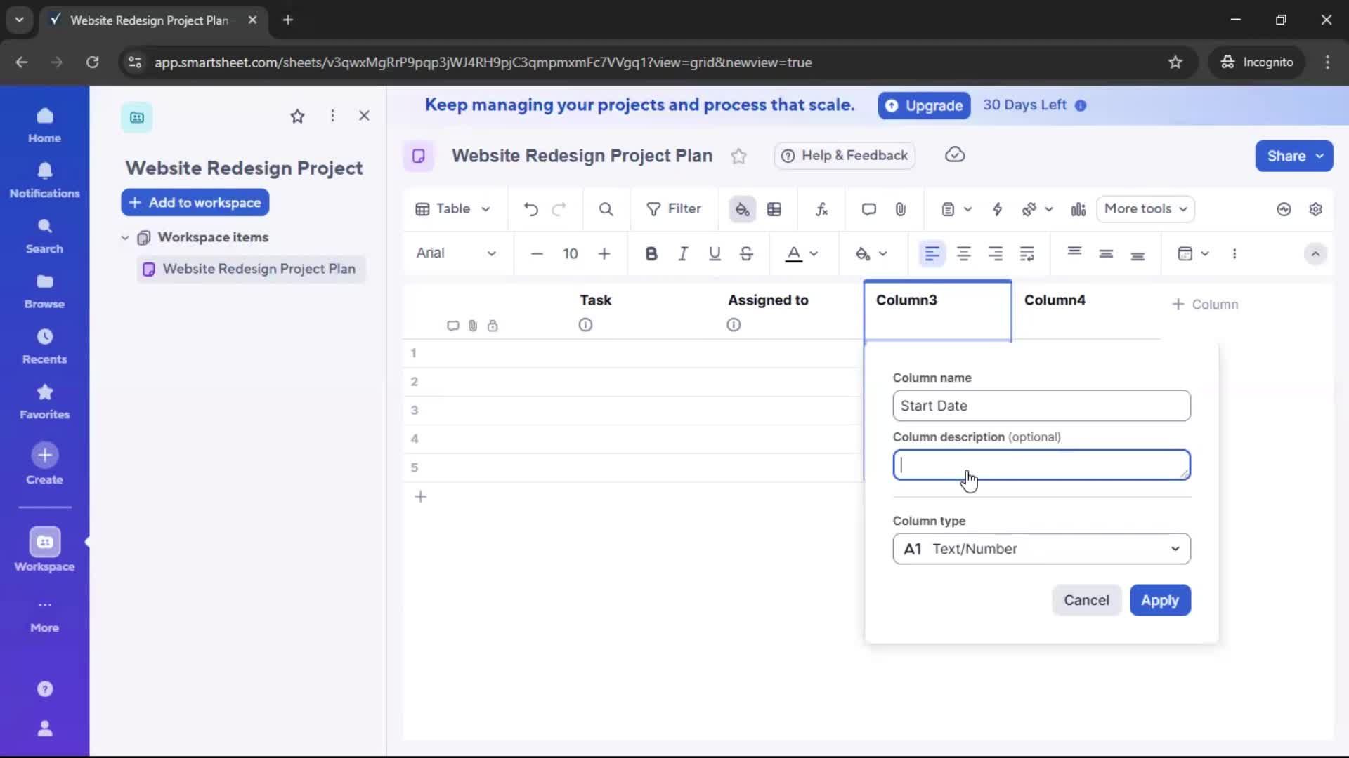 Creating a project screenshot