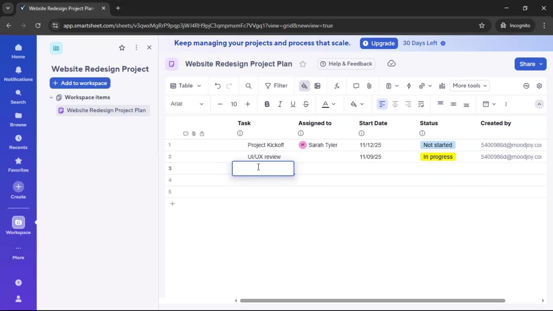 Creating a project screenshot