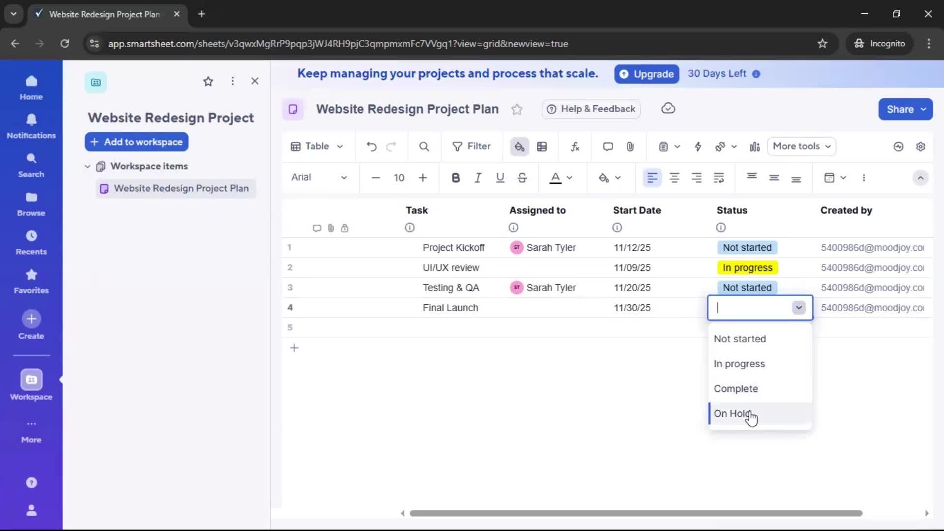 Creating a project screenshot