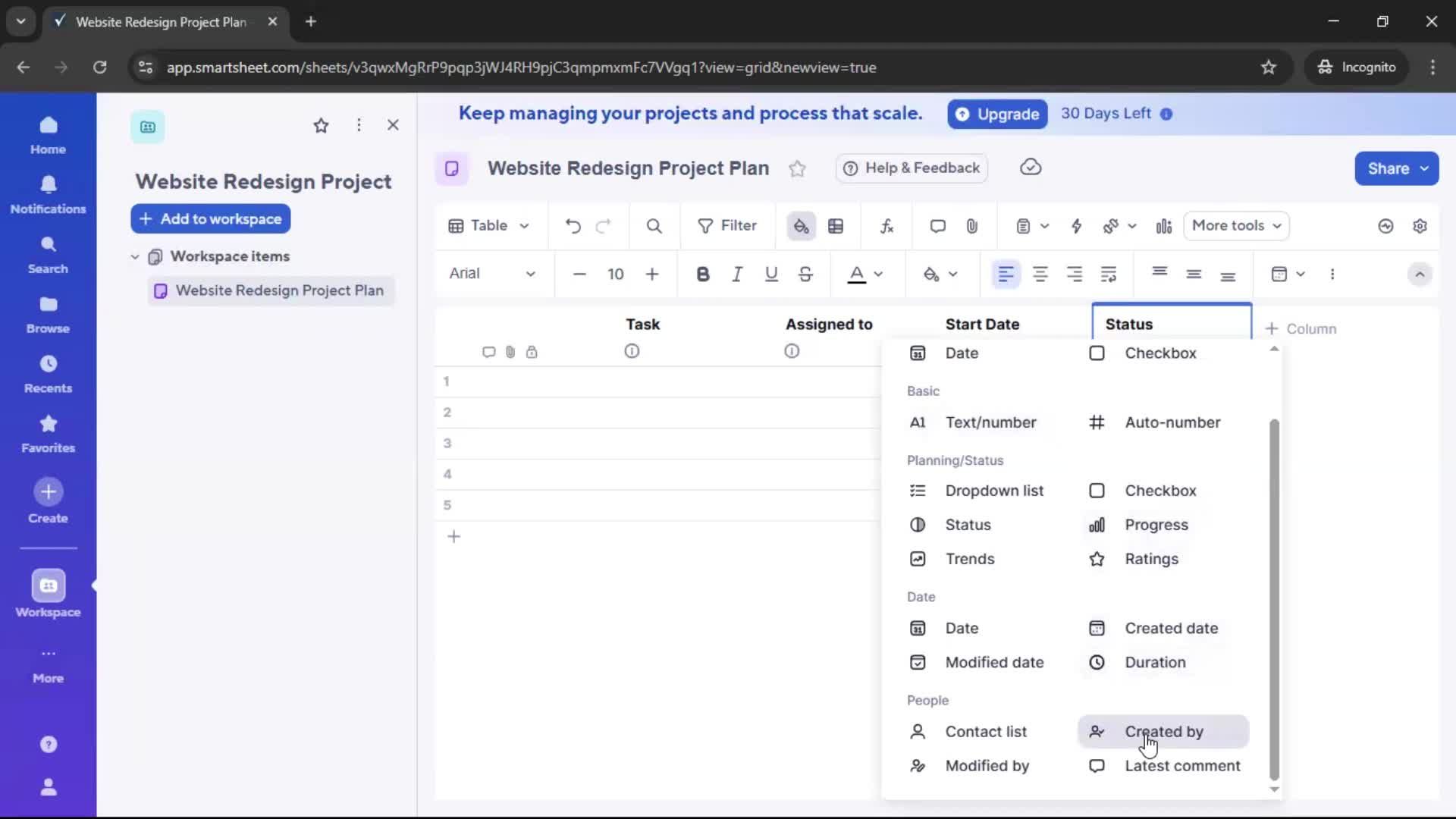 Creating a project screenshot