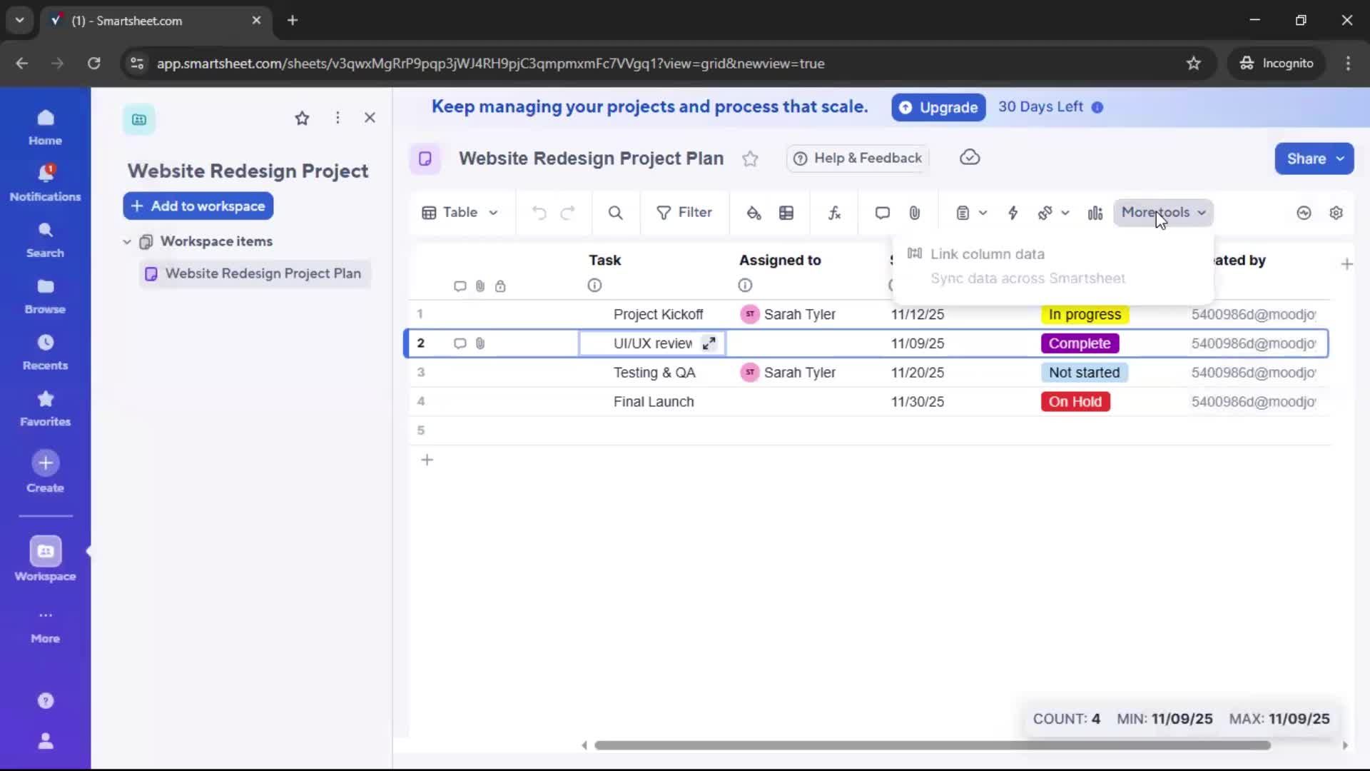 Creating a project screenshot