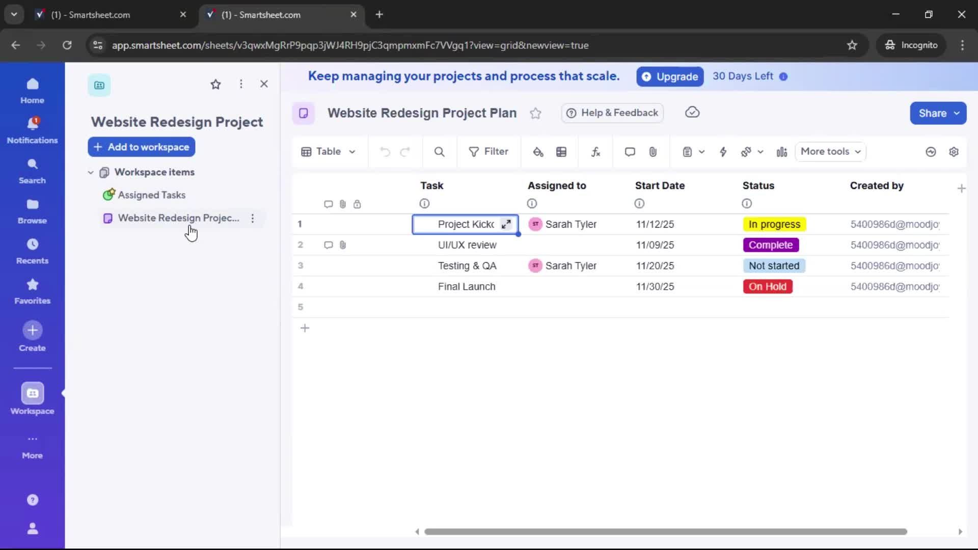Creating a project screenshot