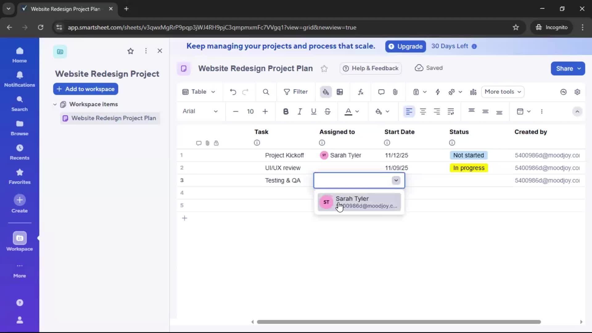 Creating a project screenshot