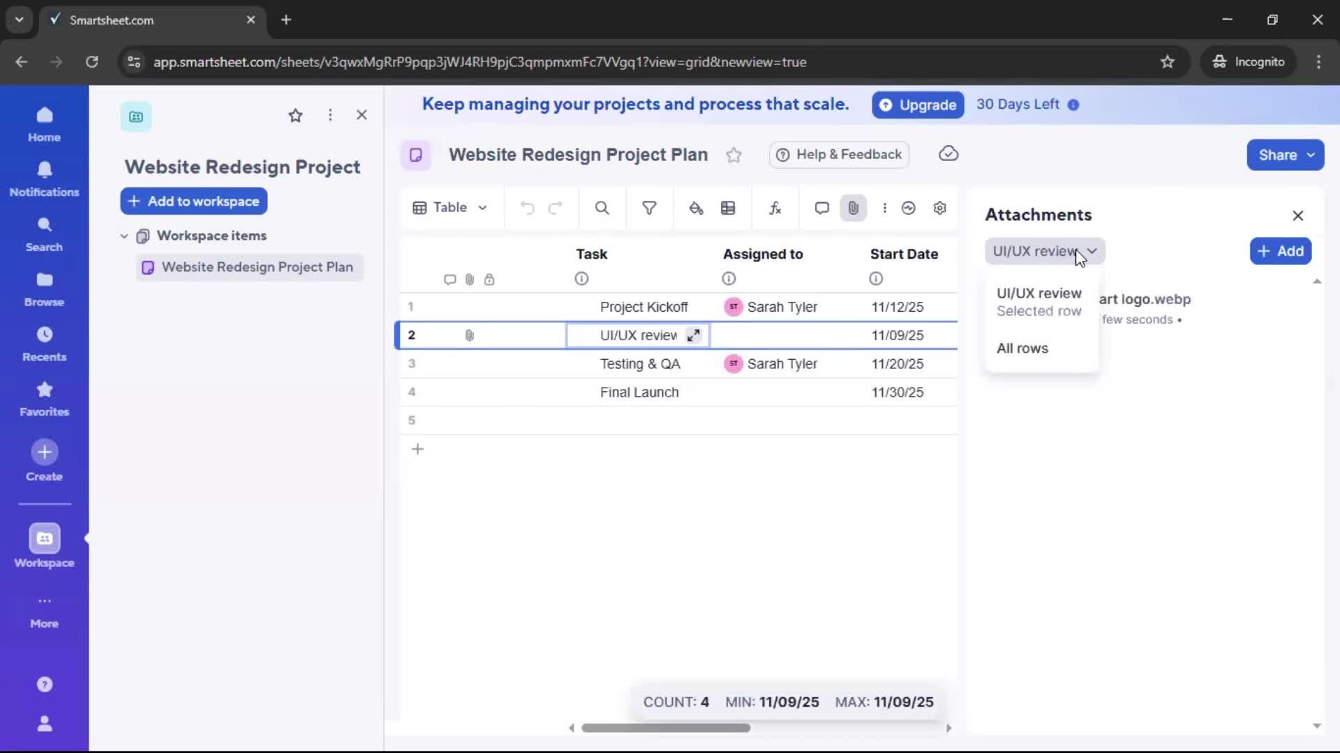 Creating a project screenshot