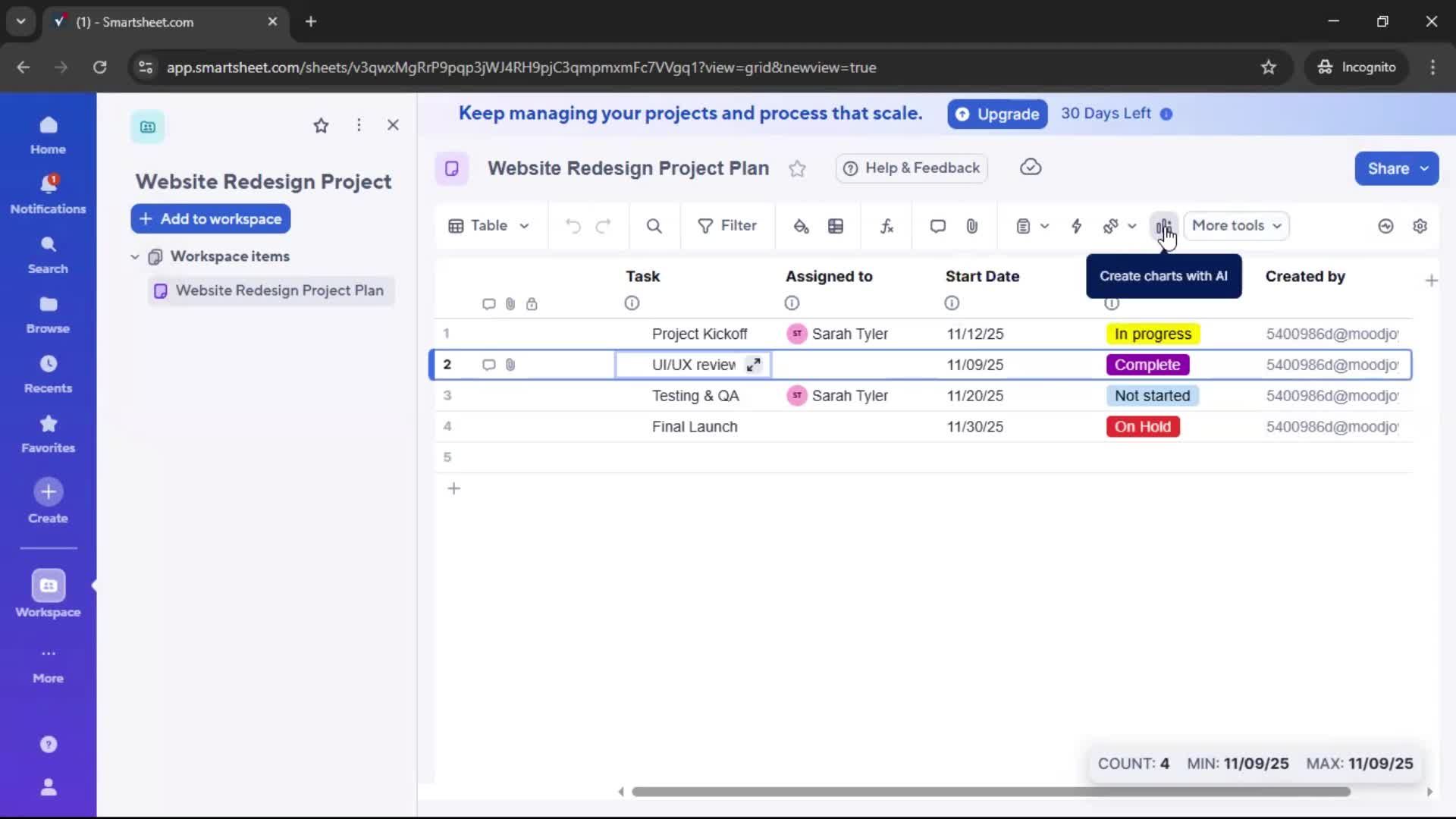 Creating a project screenshot