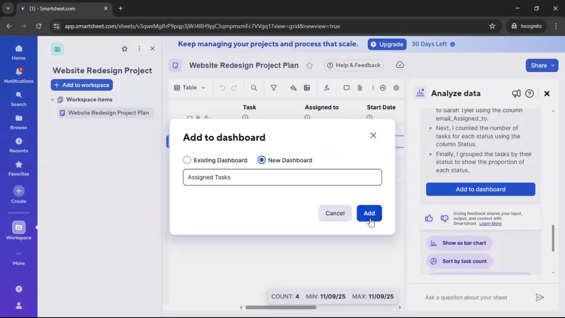 Creating a project screenshot