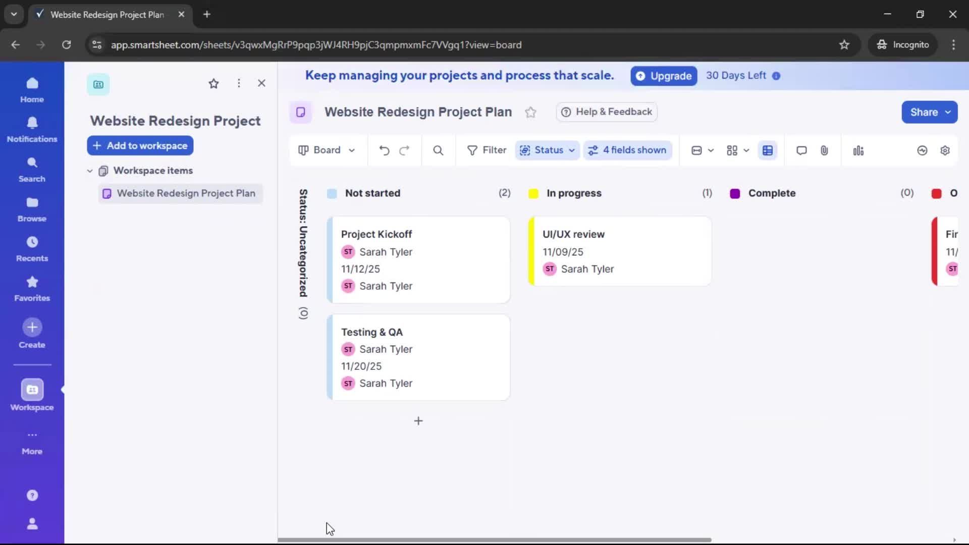 Creating a project screenshot