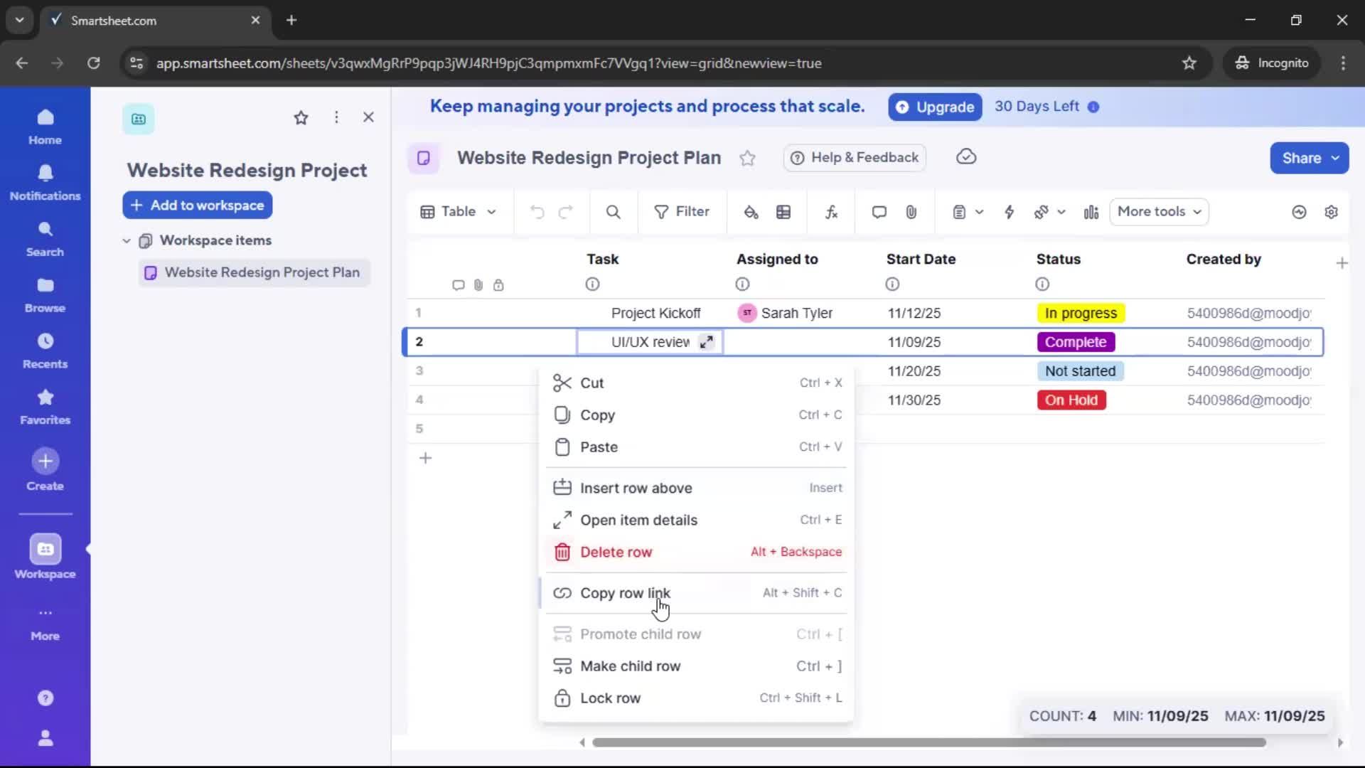 Creating a project screenshot