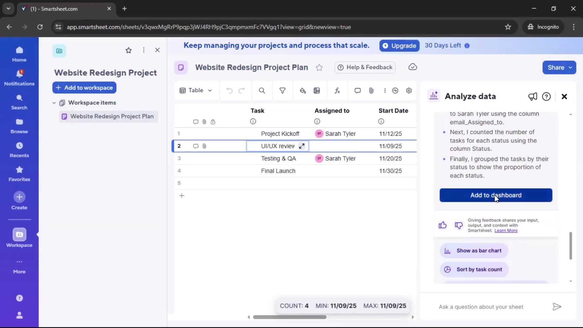 Creating a project screenshot