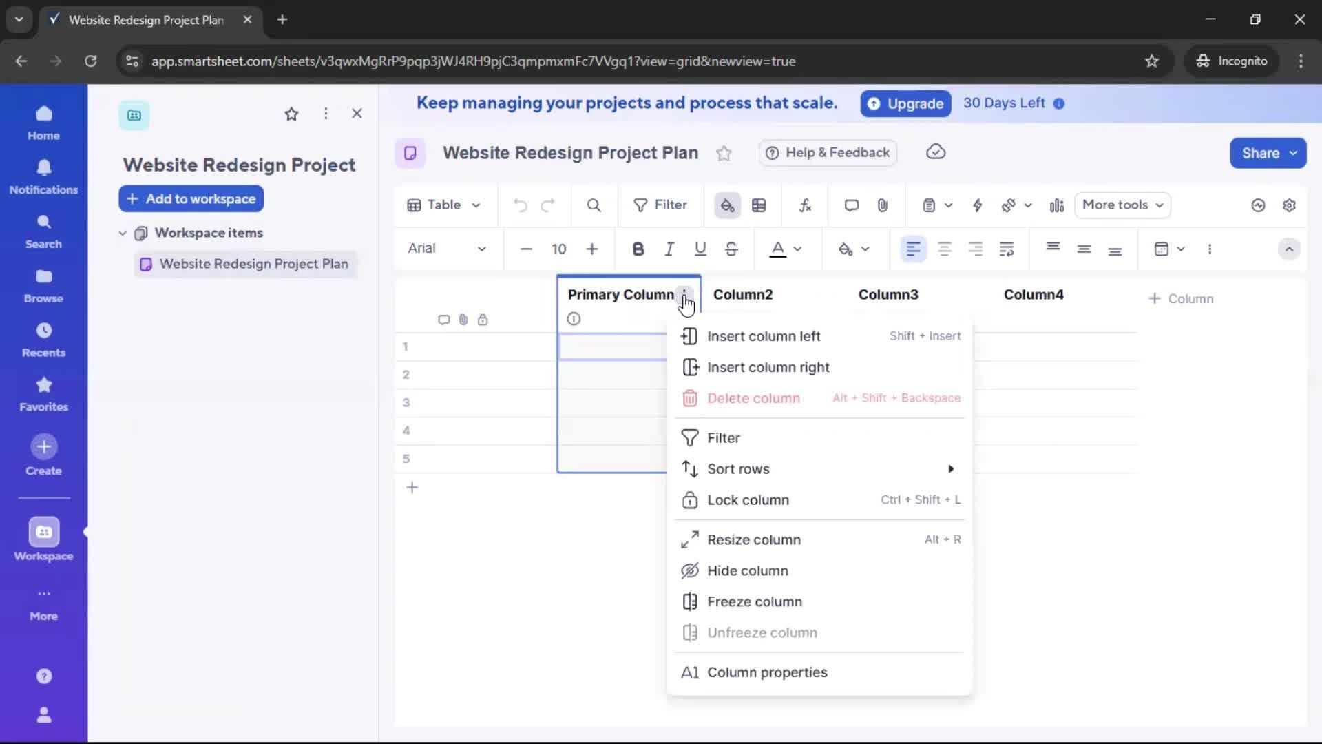 Creating a project screenshot