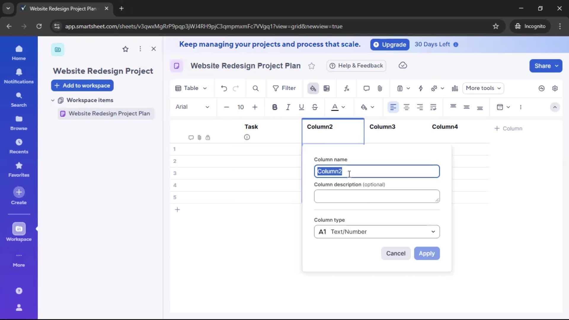 Creating a project screenshot