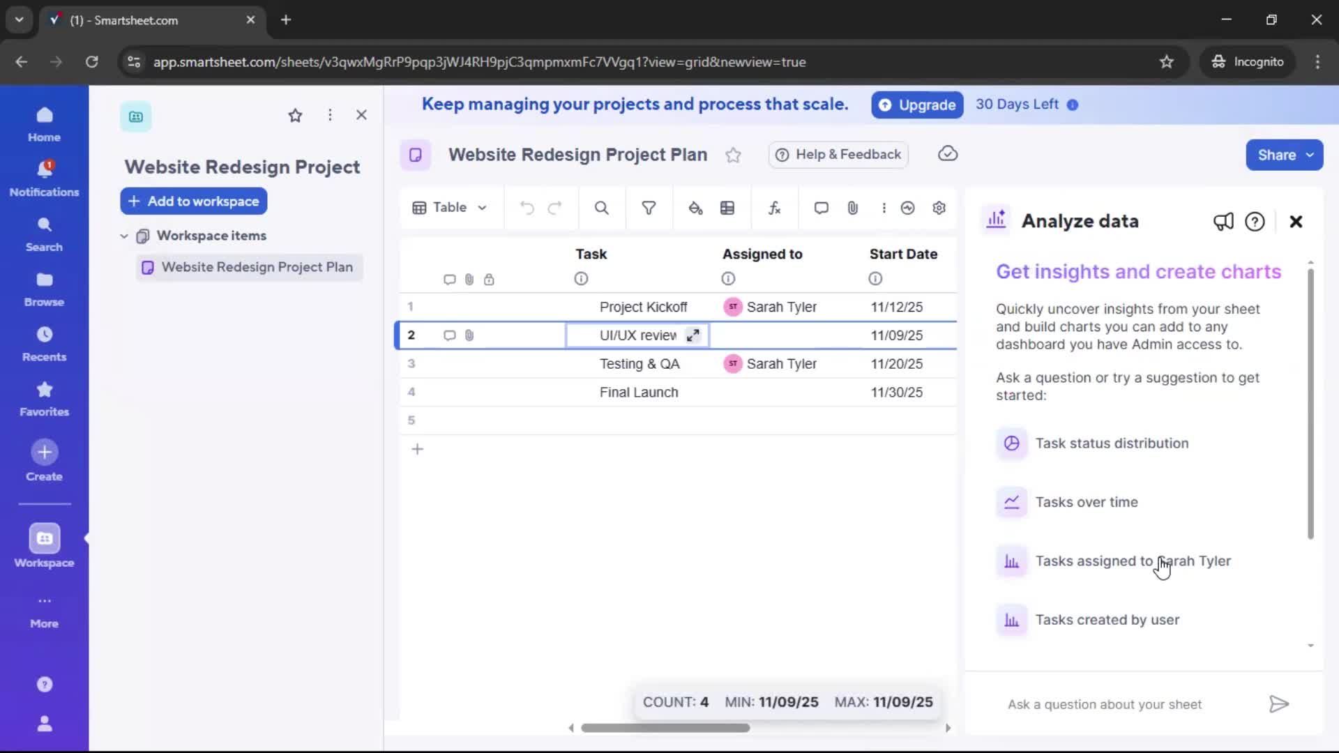 Creating a project screenshot