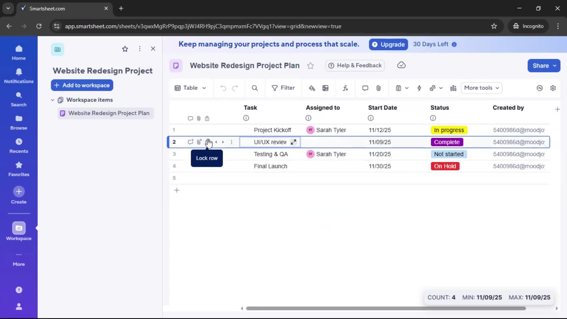 Creating a project screenshot