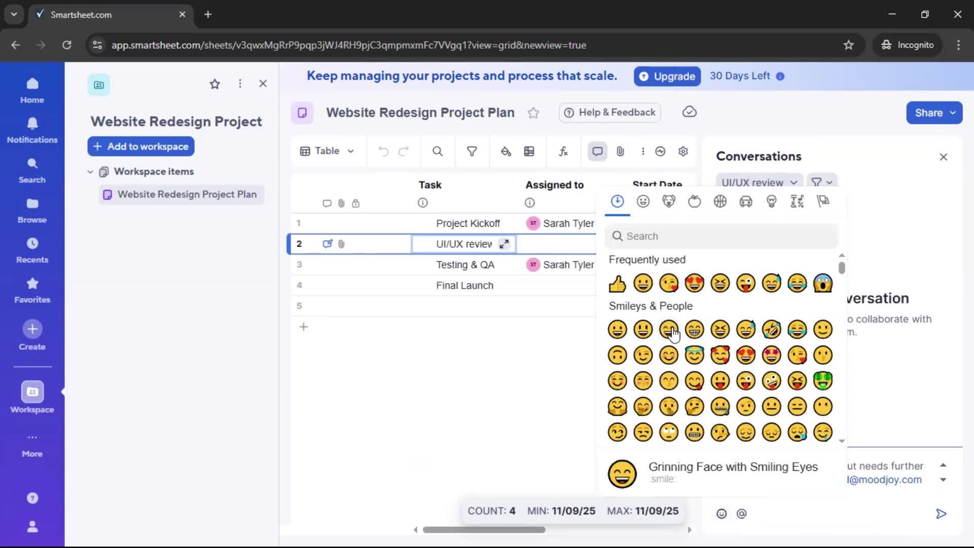 Creating a project screenshot