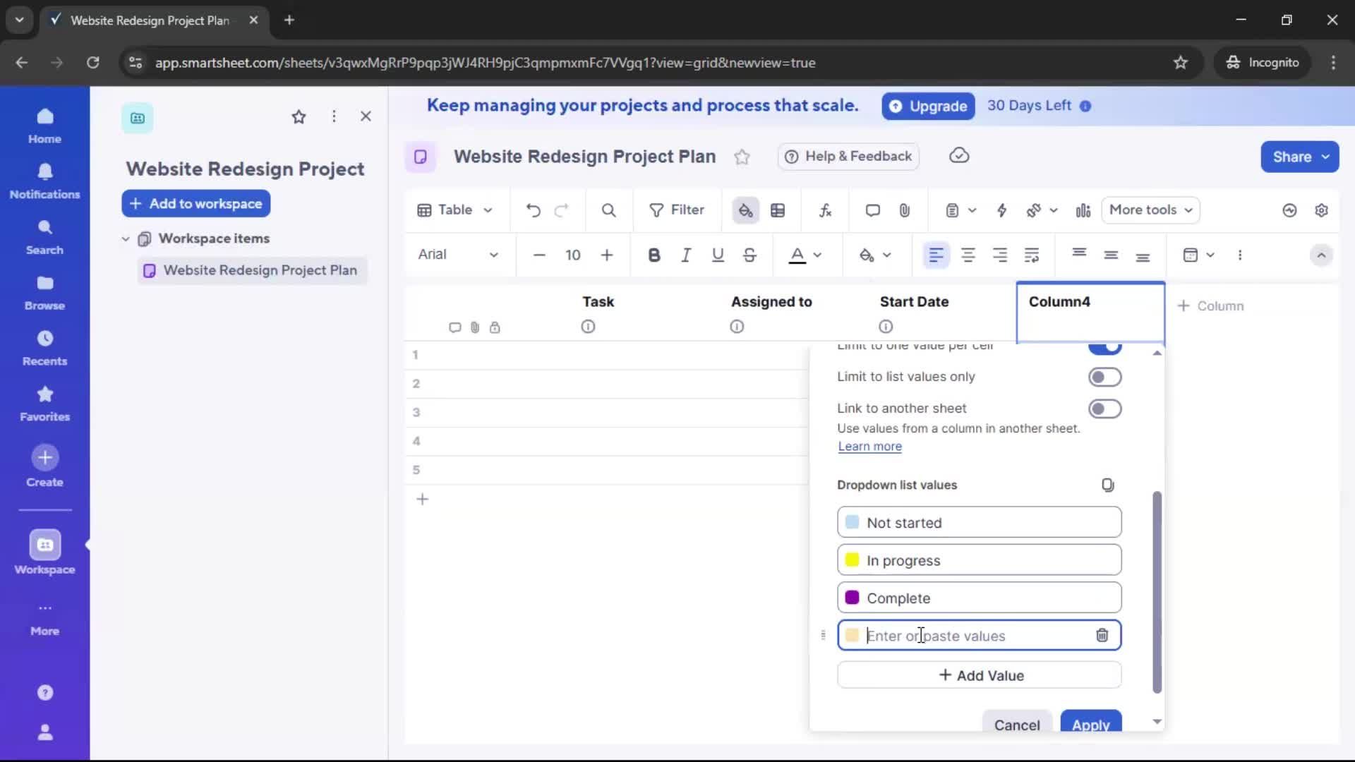 Creating a project screenshot