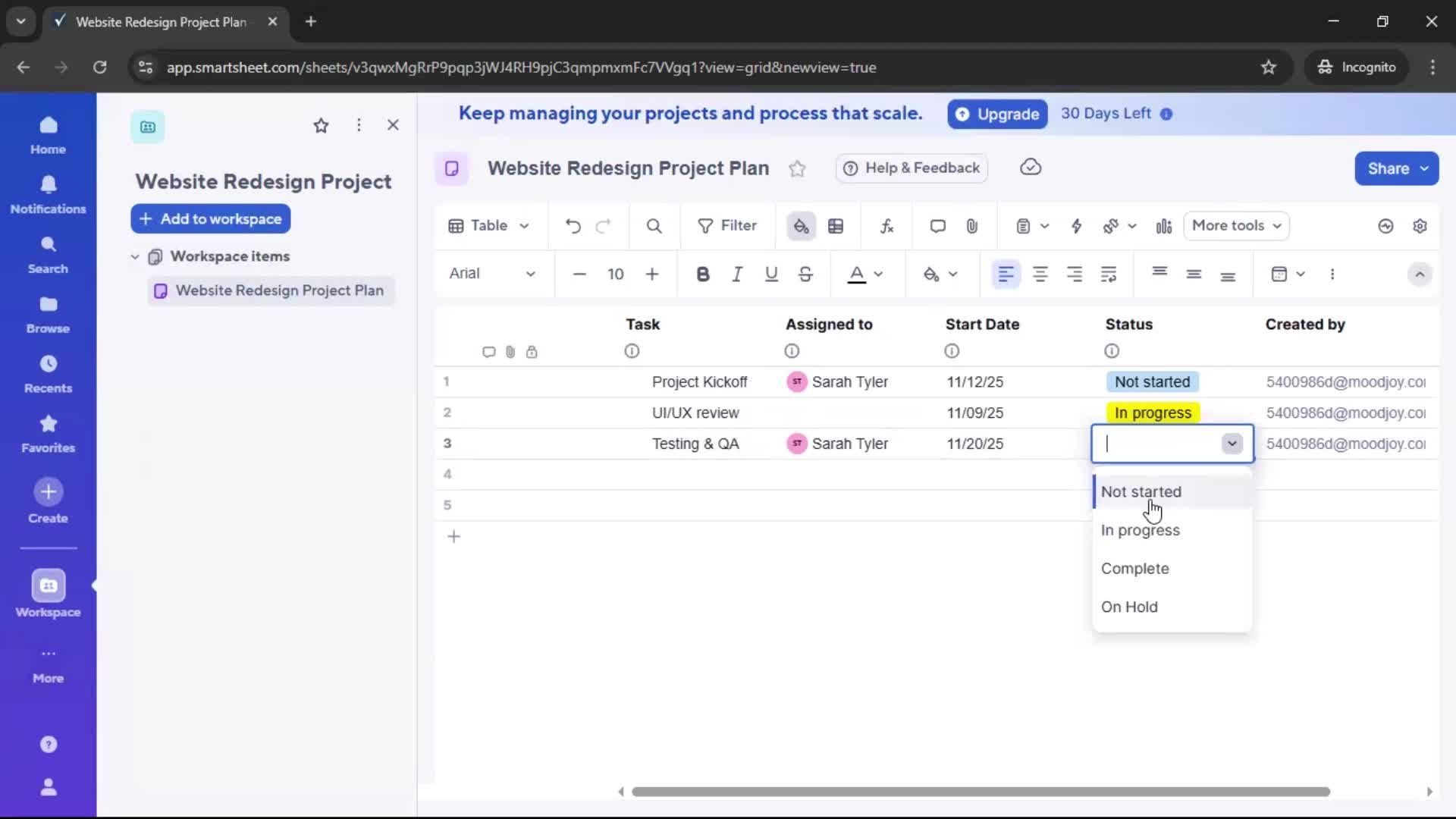 Creating a project screenshot