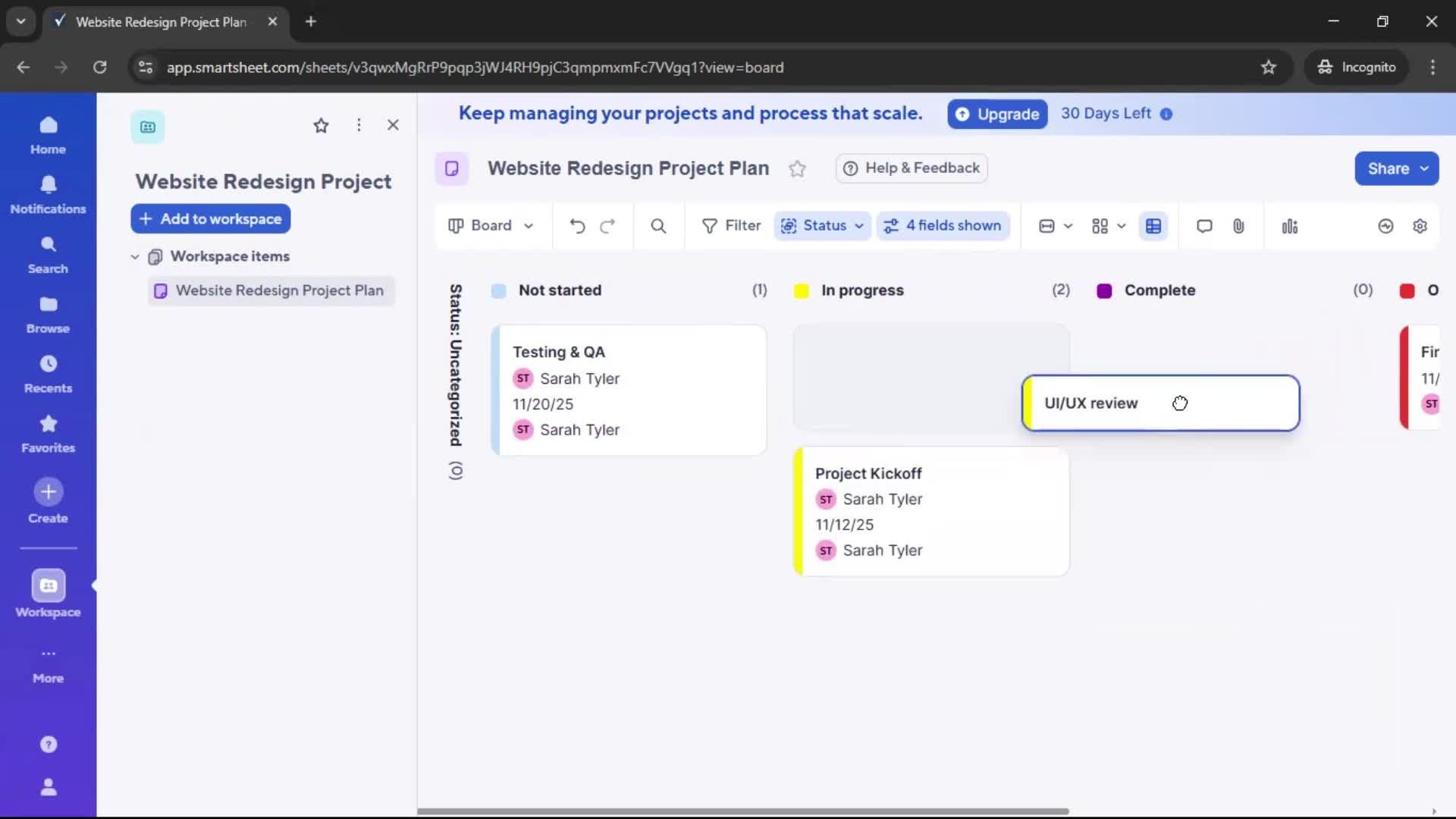 Creating a project screenshot