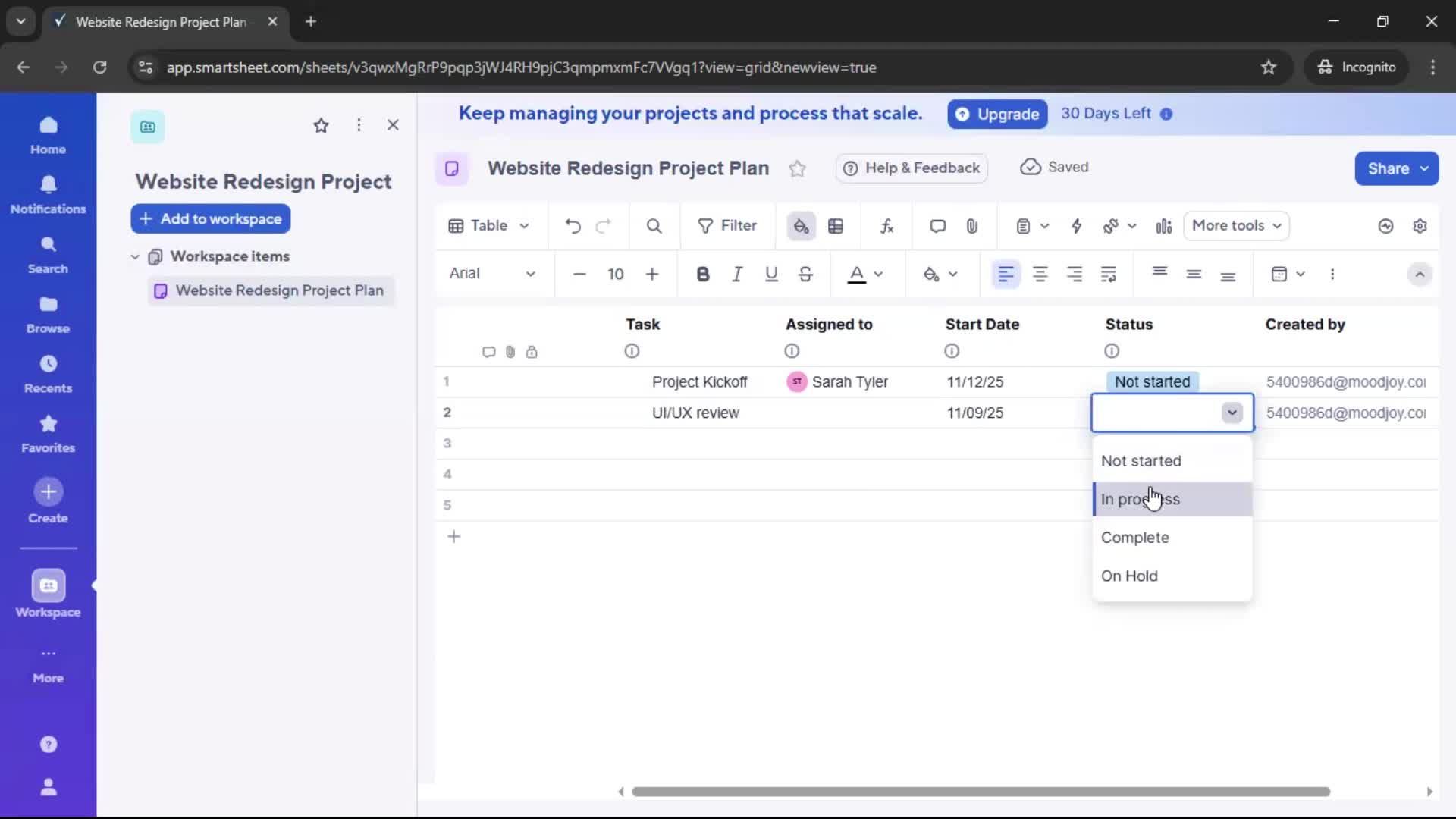Creating a project screenshot