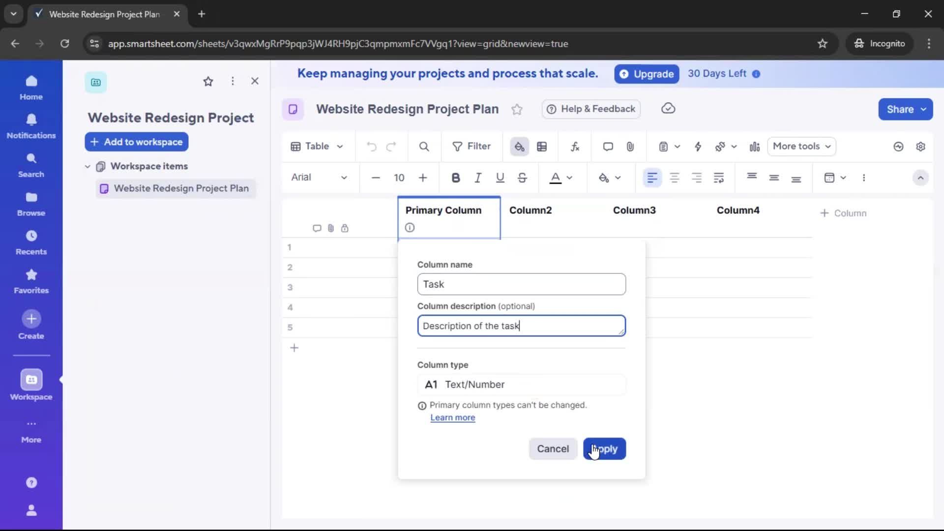 Creating a project screenshot