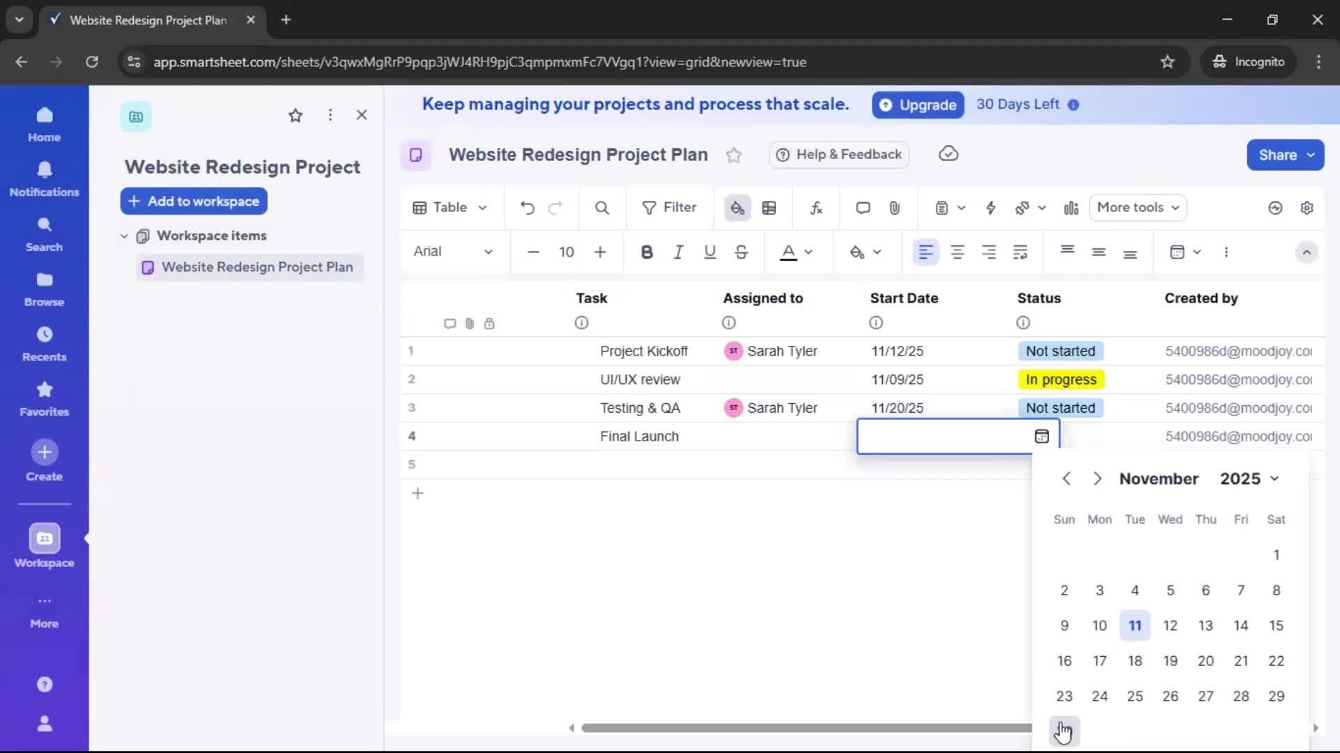 Creating a project screenshot