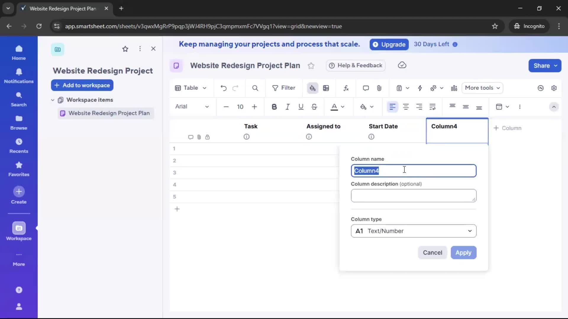 Creating a project screenshot