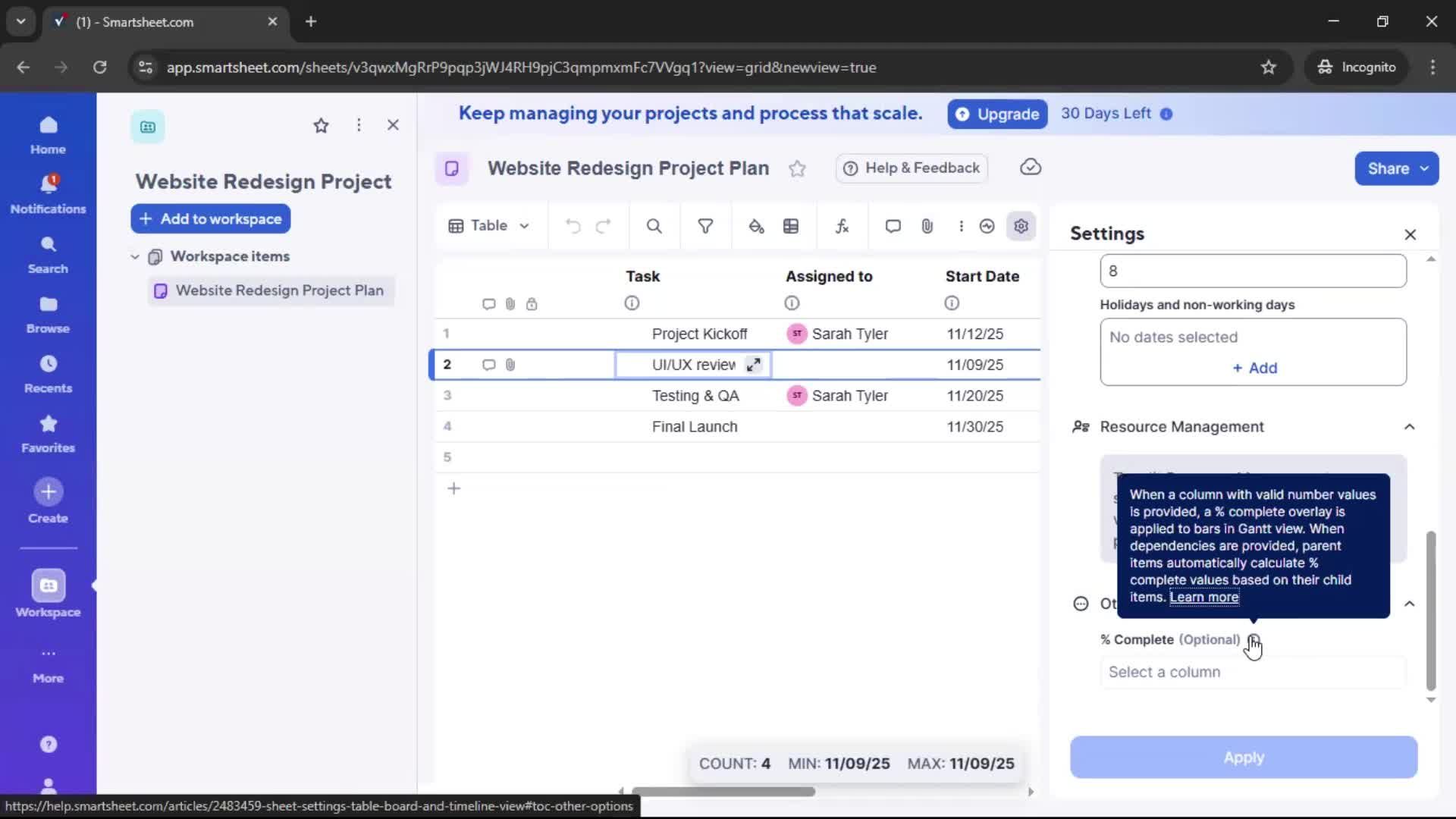 Creating a project screenshot
