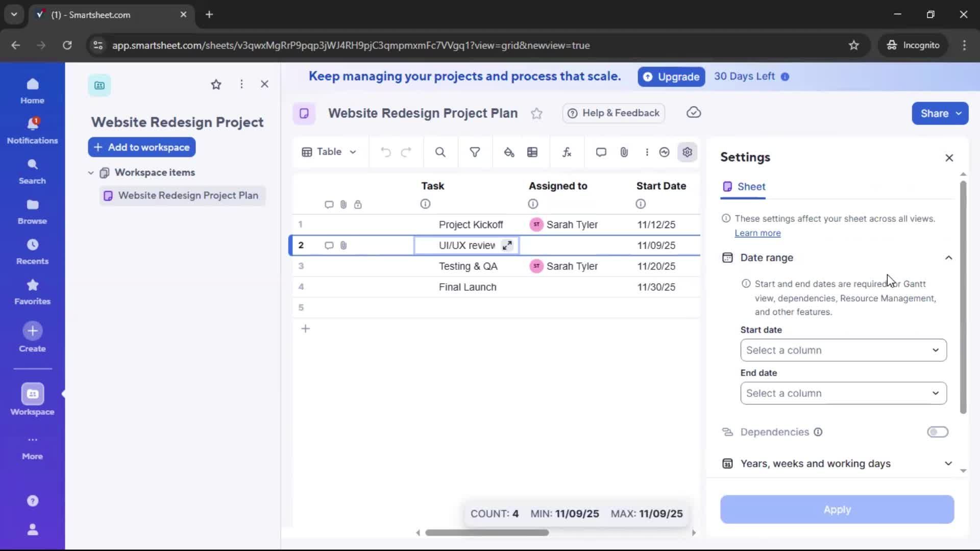 Creating a project screenshot