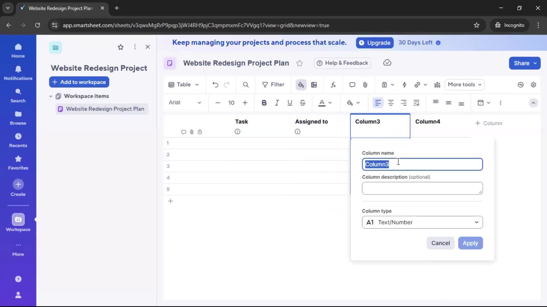 Creating a project screenshot