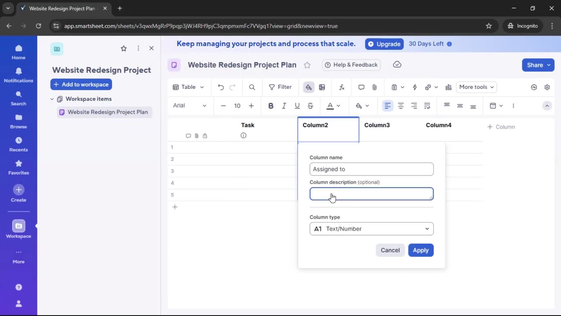 Creating a project screenshot