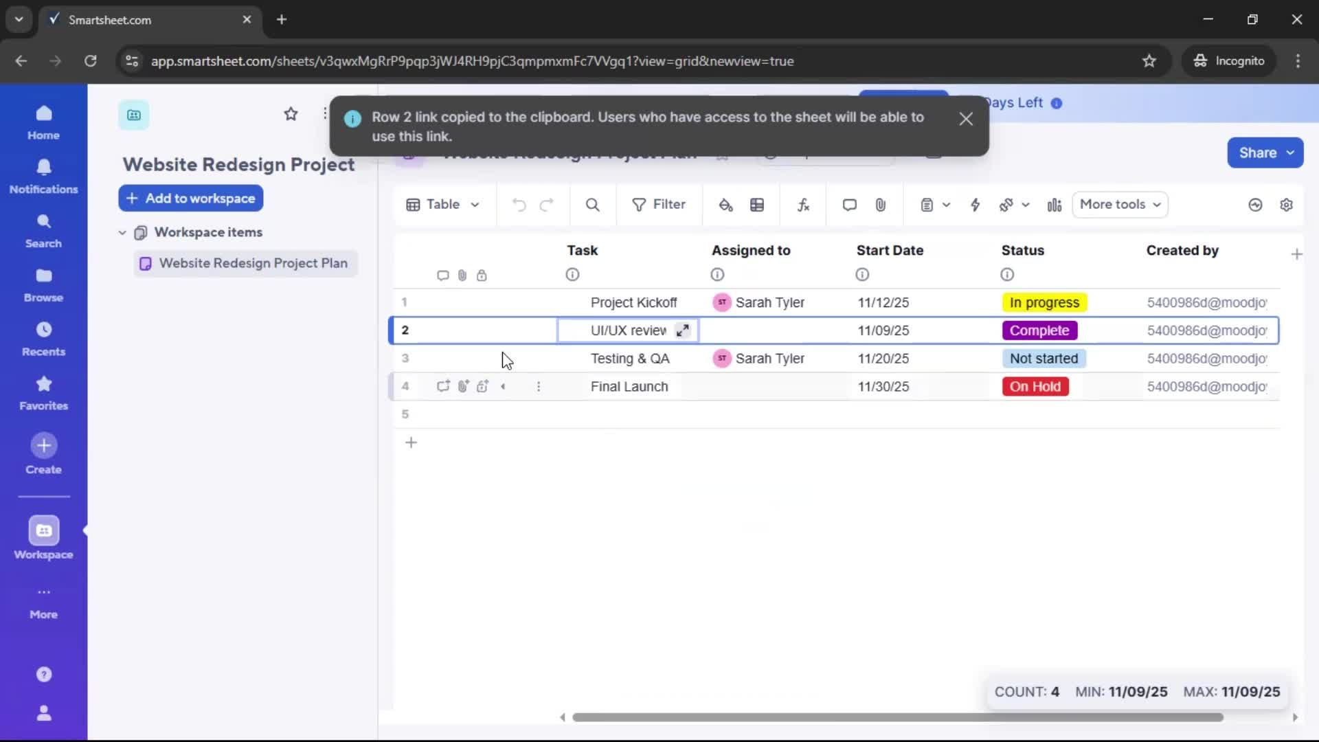 Creating a project screenshot