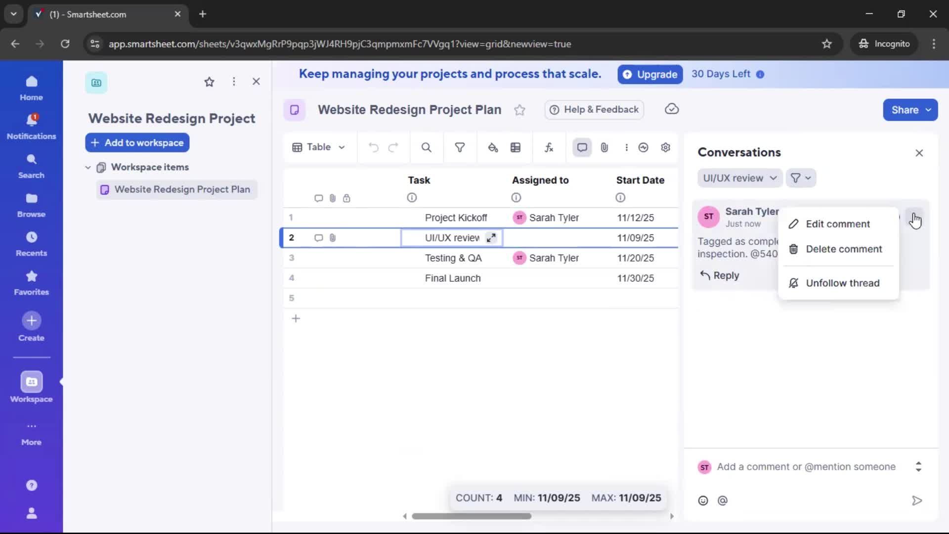 Creating a project screenshot