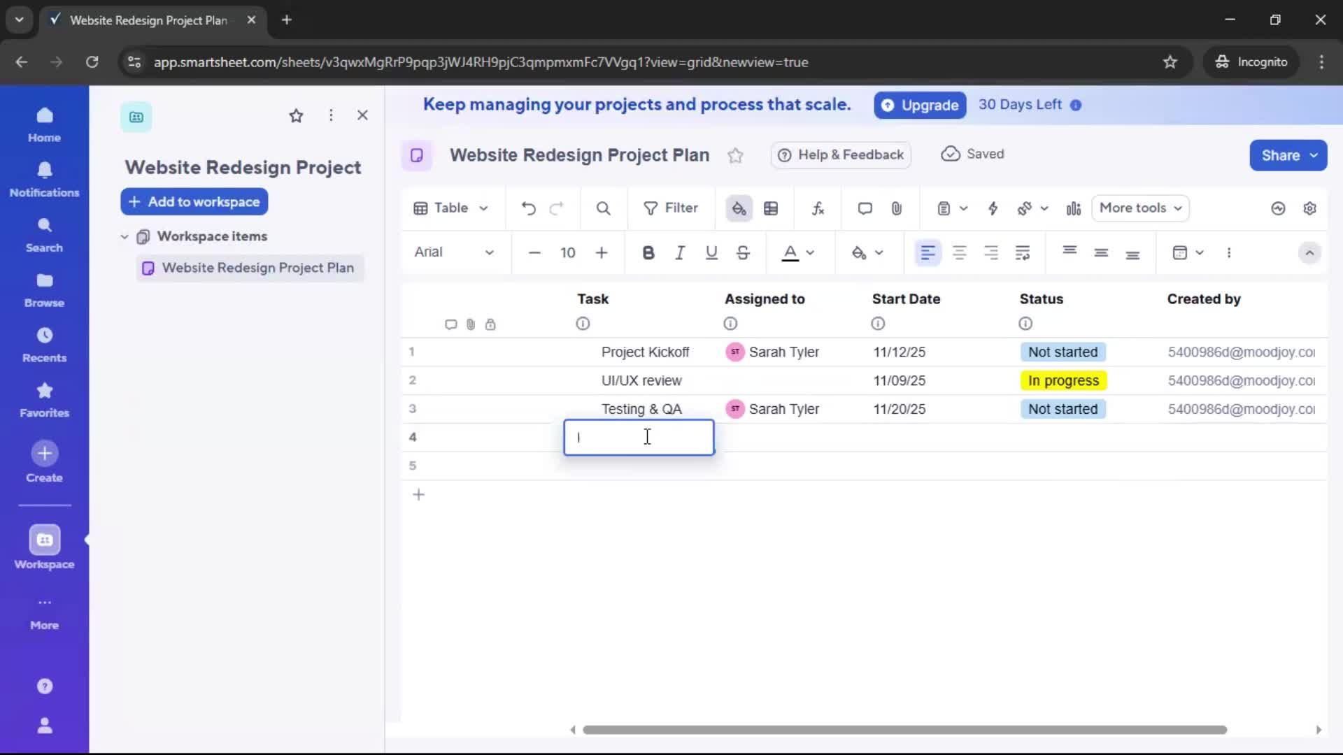 Creating a project screenshot