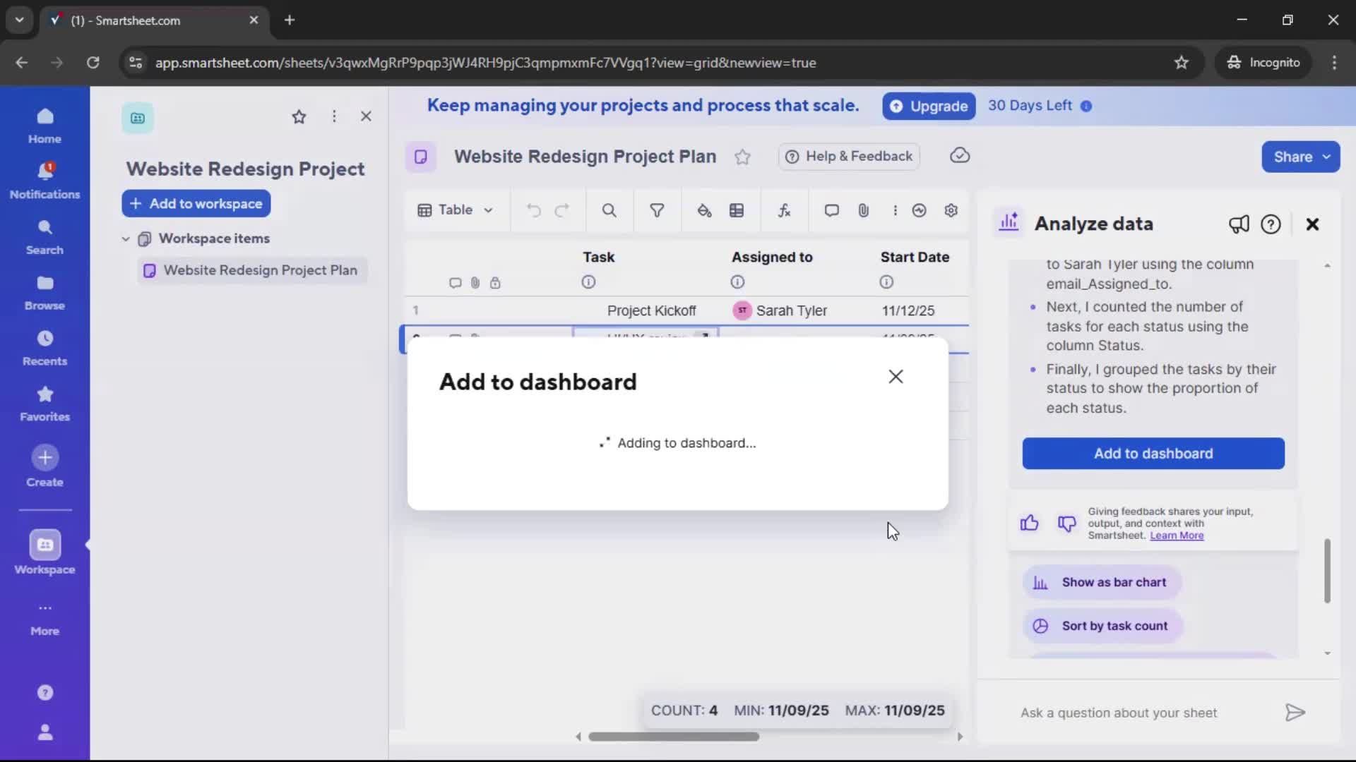 Creating a project screenshot