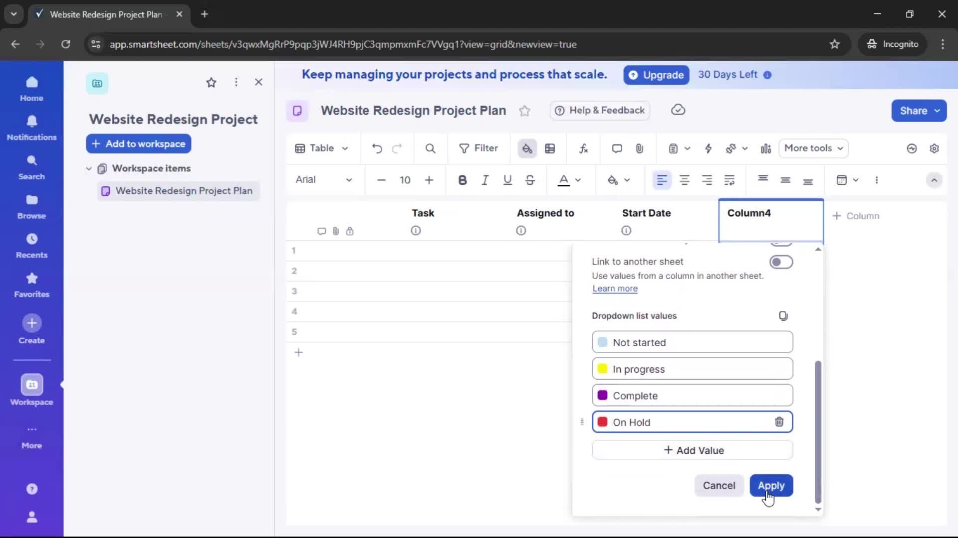 Creating a project screenshot