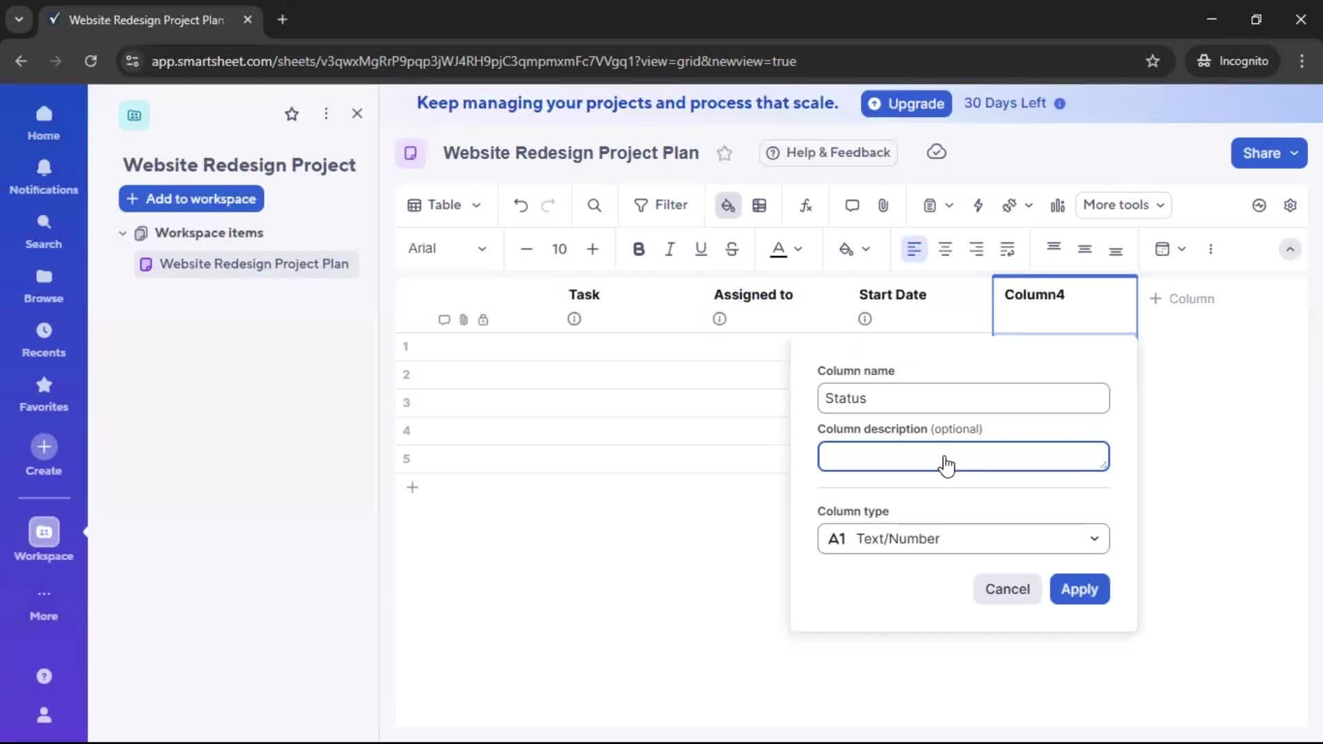 Creating a project screenshot