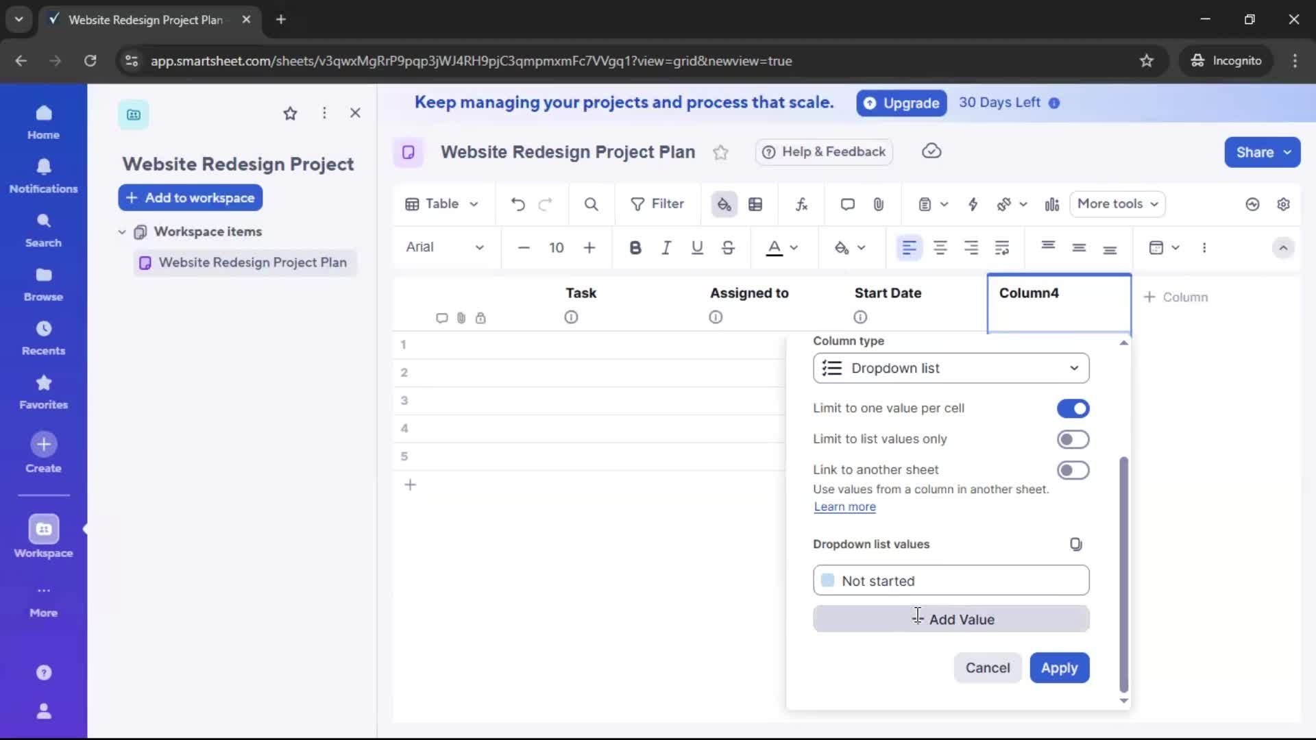 Creating a project screenshot