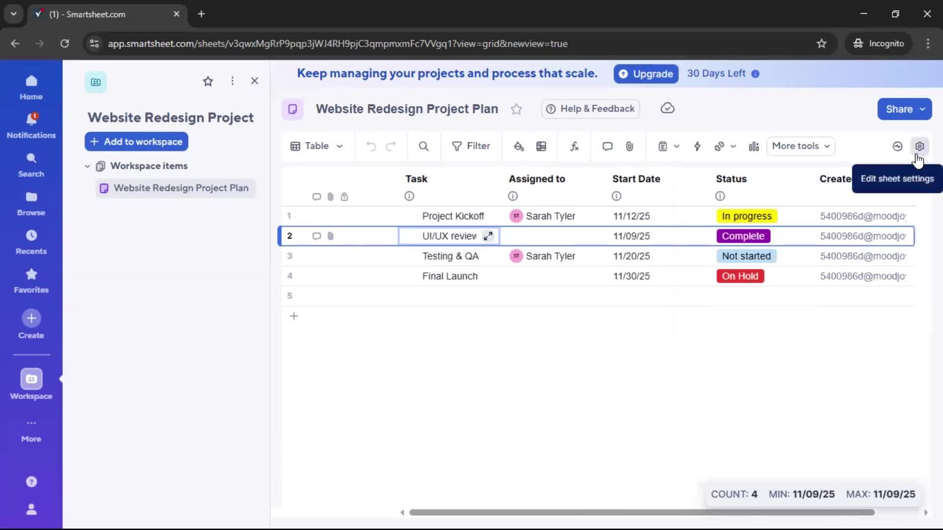 Creating a project screenshot