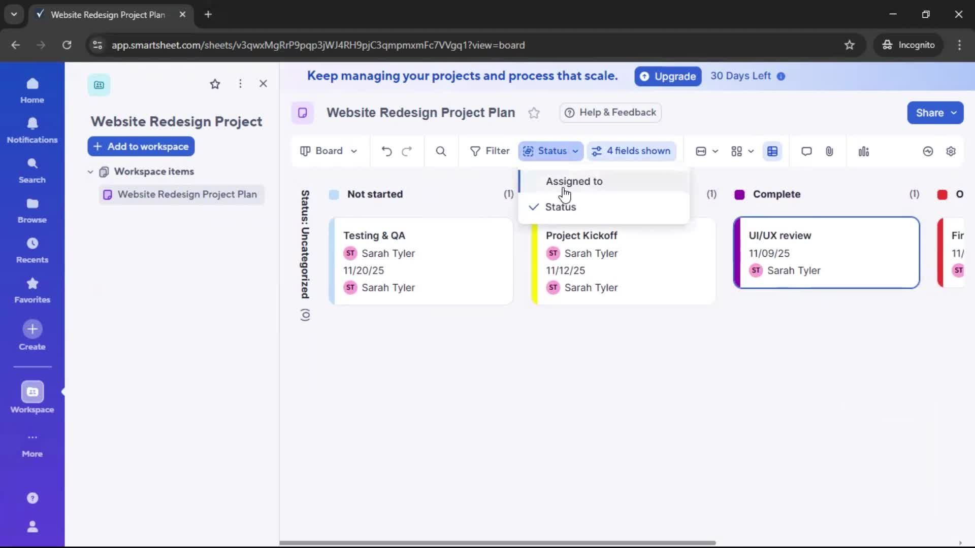 Creating a project screenshot